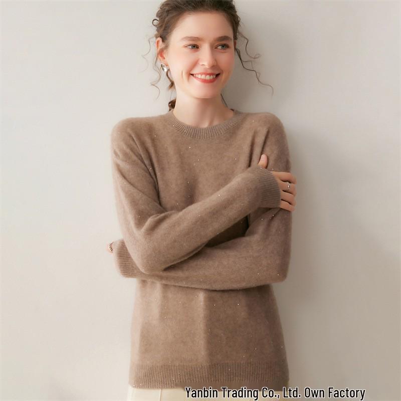 Women's Loose Fit Cashmere Knit Pullover - Warm & Fashionable Long Sleeve Top