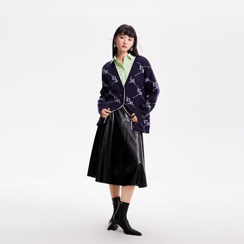 VEROMODA Women's V-Neck Letter Jacquard Knit Sweater