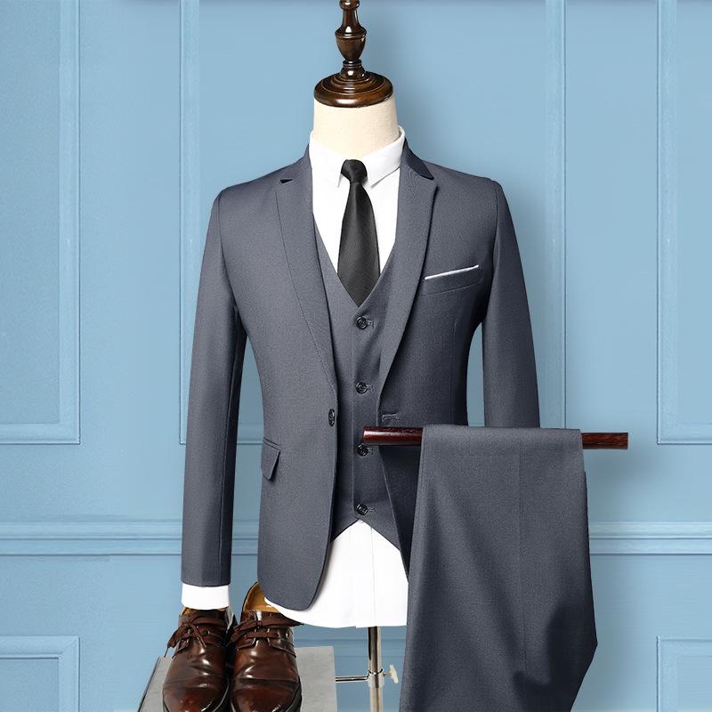 Men's Korean Style Business Suit: Three-Piece Trendy Casual Groomsmen Outfit