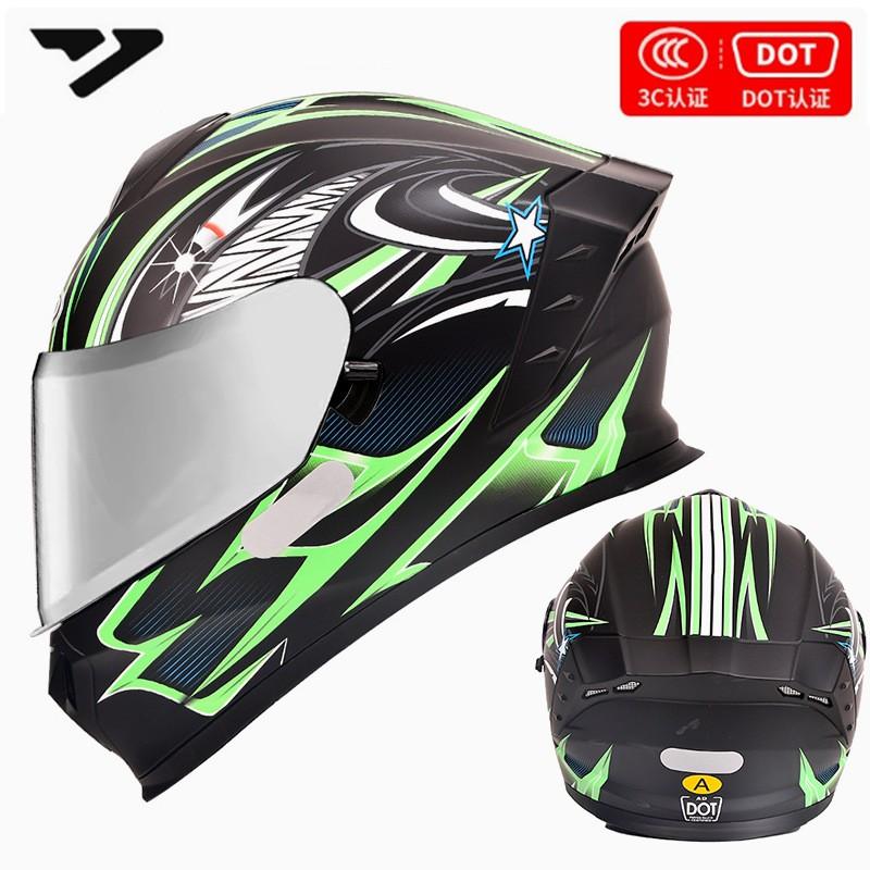 DOT 3C Certified Full Face Motorcycle Helmet Men Women All-Season Riding Safety Gear With Multiple Visor Options