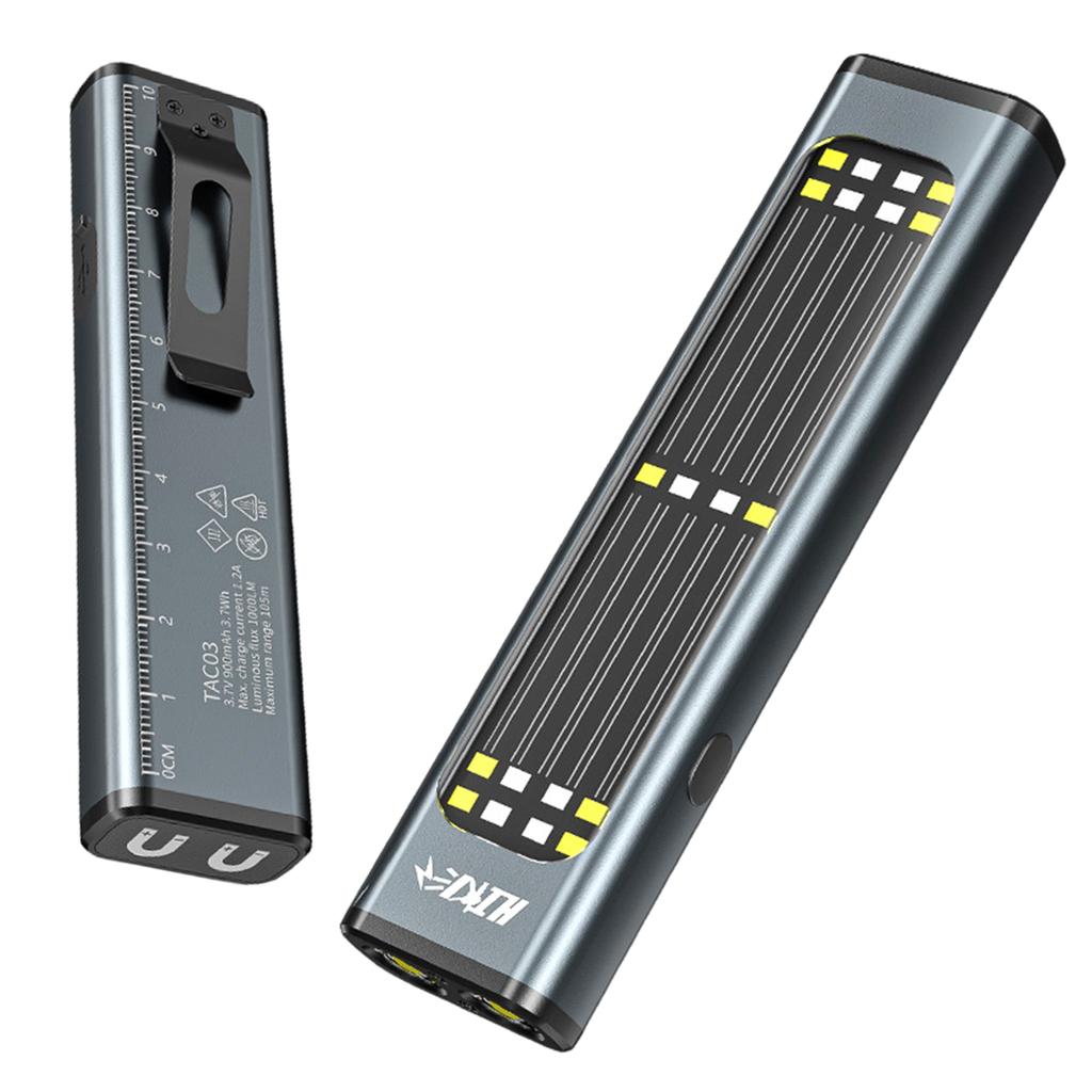 Flat EDC Flashlight Solar Rechargeable 7-Mode Slim Pocket Flashlight with Magnetic Base & Clip for Working Camping Repairing