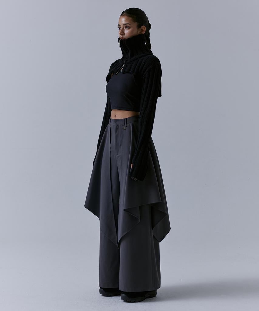 Teulimingbeodeu High-Neck Bolero Knit Zip-Up [ Black ]
