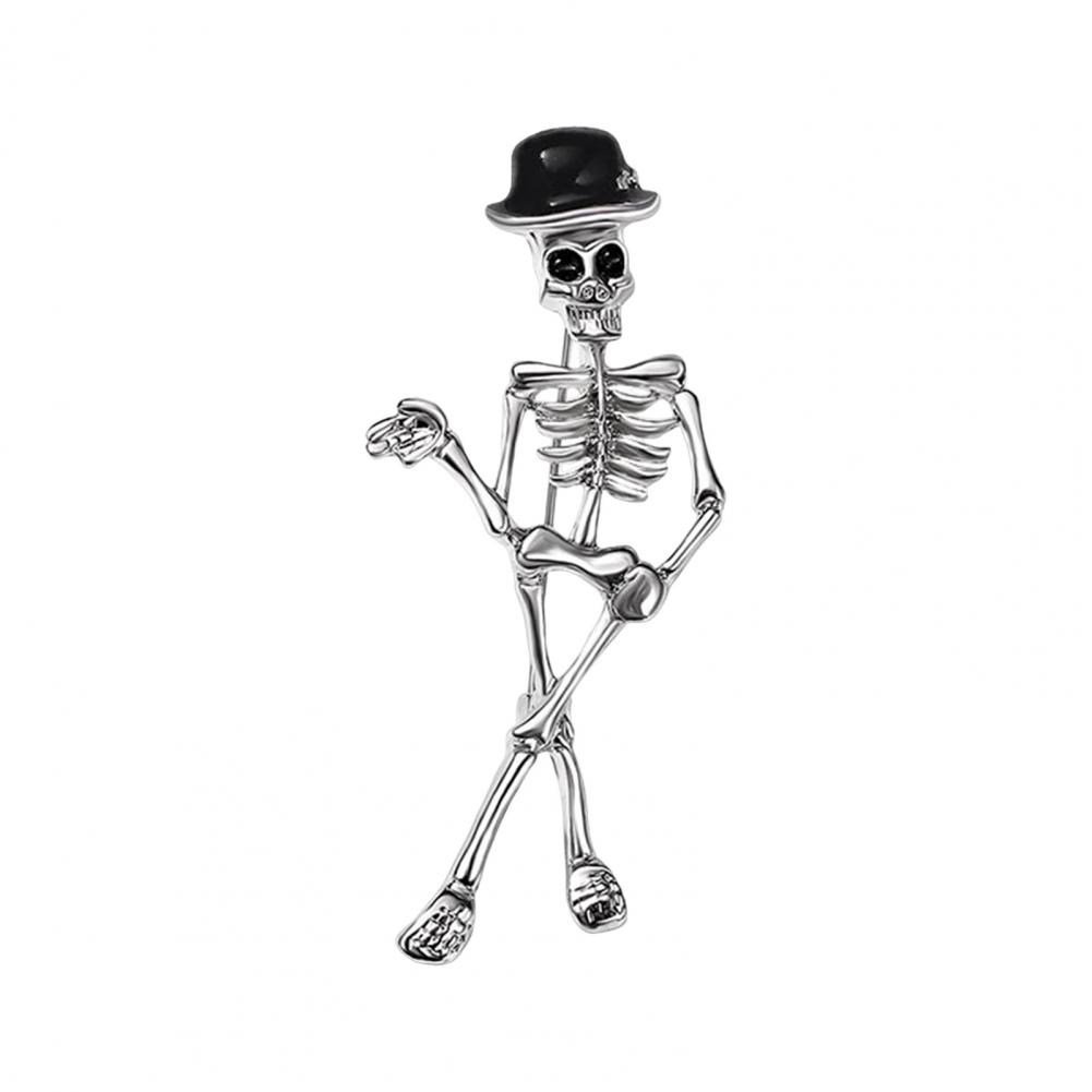 Halloween Brooch Exaggerated Skeleton Ghost Brooch for Halloween Party Polished Alloy Hollow Out Clothes Decoration for Evening