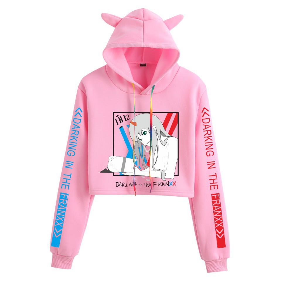 Zero Two Darling in the Franxx Anime Cropped Hoodie