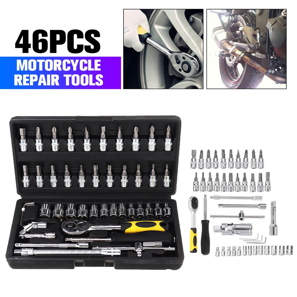46Pcs Tool Set Car Repair Kit Case Home hand Tools Piece Box Socket Set Ratchet
