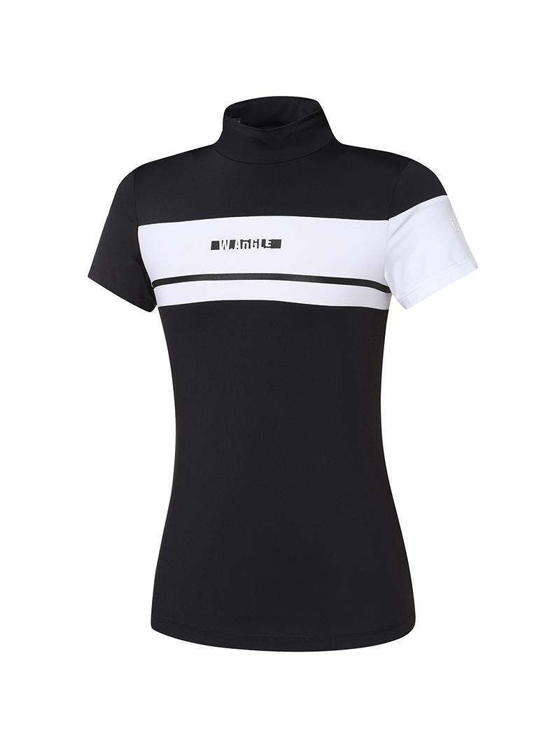 Wide Angle Va Border Style High Neck T-Shirt L_Black Black/02(85)