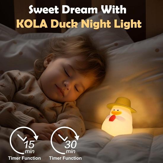 Cute Silicone Fluorescent Duck Night Light for Kids,USB Rechargeable 3 Step Dimmable Night Gift