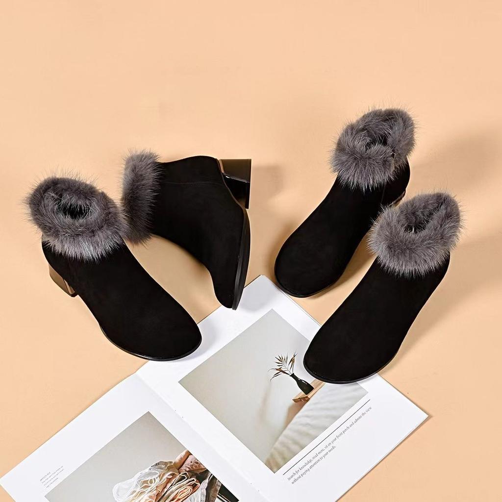 Women's Winter Boots Luxury Ankle Casual  Warm Outdoor Wedge  Heel Short Comfortable Shoes For Women