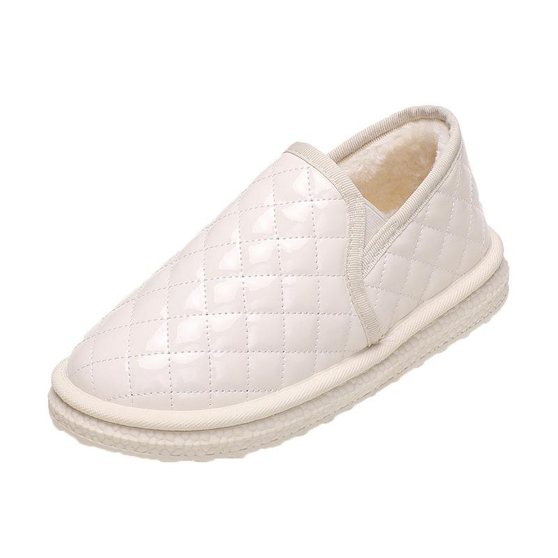Low-top warm cotton shoes autumn and winter new leather women's velvet snow boots lazy one-pedal women