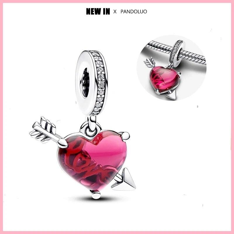 Copper Fashion Pink Princes Skirt Bag Lipstick Heart-Shaped Charm Bead Fit Original 3Mm Woman Bracelet Jewelry Gift