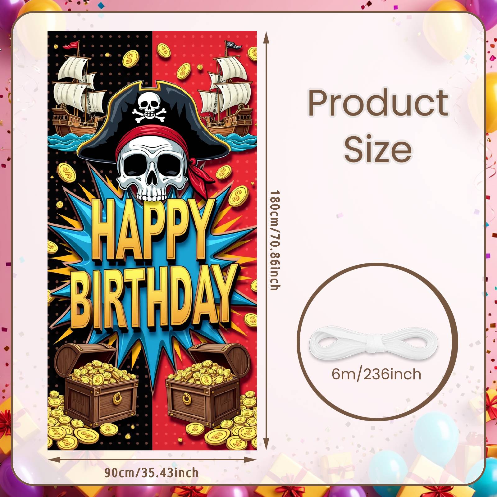 

Party Photo Backdrop Vibrant Color Palette Birthday Backdrop Treasure Hunt Display Pirate Hat Design Birthday Party Banner