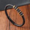 New Style Male Bracelet with Stainless Steel Beads Punk Braided Leather Bracelets Jewelry for Men 2026 Surprise Gift