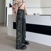 2022 Autumn Fashion Straight Baggy Pants Casual Trousers High Street Camouflage Jeans Woman High Waist Cargo Pants Straight Jean
