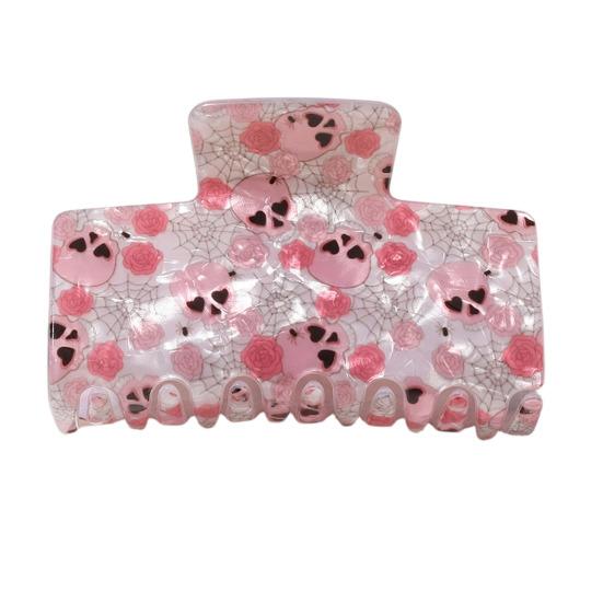 Haarkralle Halloween Geist Spinnenmuster Hinterkopf Haarspange Anti-Rutsch Zähne Starker Halt Haifisch-Haarkralle Vielseitiges Haaraccessoire