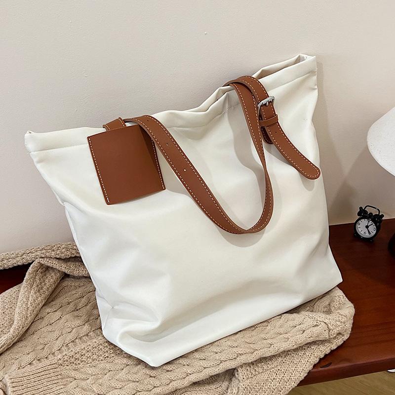 College Style Oxford Cloth Shoulder Bag Women'S Large Capacity Casual Tote Bag Portable Shopping Bag