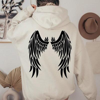 Flügel Hoodie Frauen Hoody Sweatshirts Pullover Zitat Unisex Street Style Reine Baumwolle Ästhetische Top Jumper Fit Hoodies