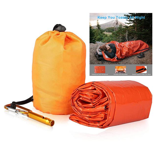 

Водонепроницаемый термобелье, аварийный спальный мешок, одеяло для выживания, ветрозащитные сумки для кемпинга, пешего туризма, уличного аварийного снаряжения оранжевый