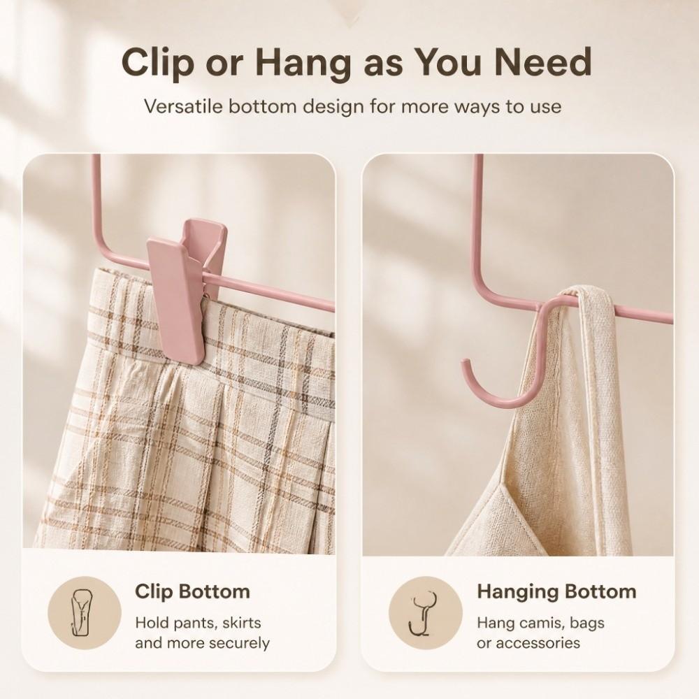 2Pcs with Pant Clips Clothes Display Hanger 2 In1 Mini Garments Holder Clothes Storage Rack Closet