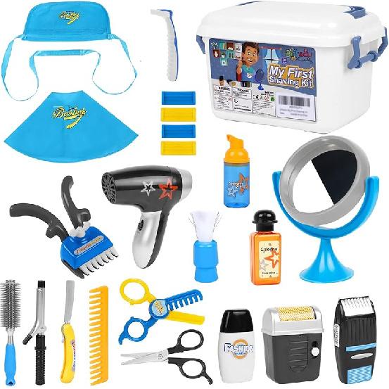 Gifts2U Набор «Салон красоты для девочек», 23 предмета, детский игровой набор «Салон красоты» для причесок с феном, фартуком парикмахера, ножницами