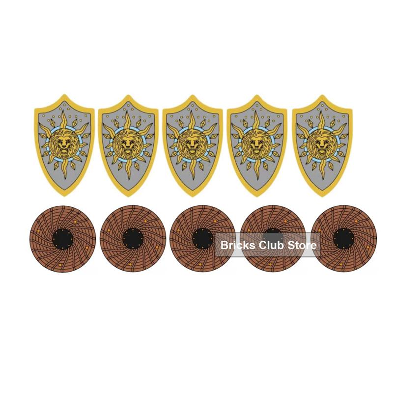 MOC Medieval Knights Building Blocks Accessories Plumes Pauldron Fence Helmet Shield Plush Cloak Soldier Weapons MOC Mini Bricks