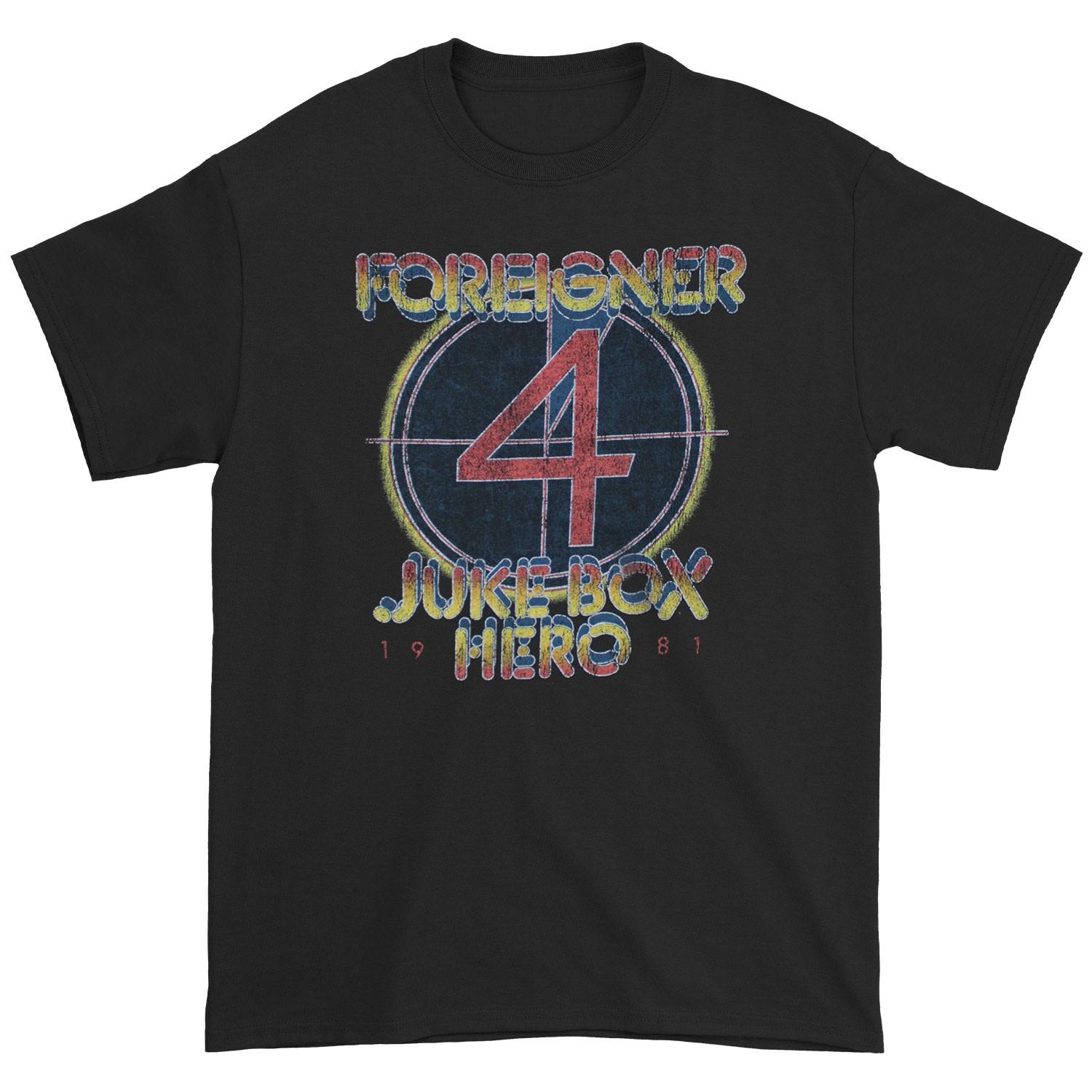Men s Foreigner Juke Box Hero T-shirt Large Black 2XL