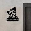 Vintage Metall Hund Wandkunst Bauernhaus Schwarz Weiß Statue Plakette Rustikal Retro Geschenk Haustierliebhaber Heimdekor