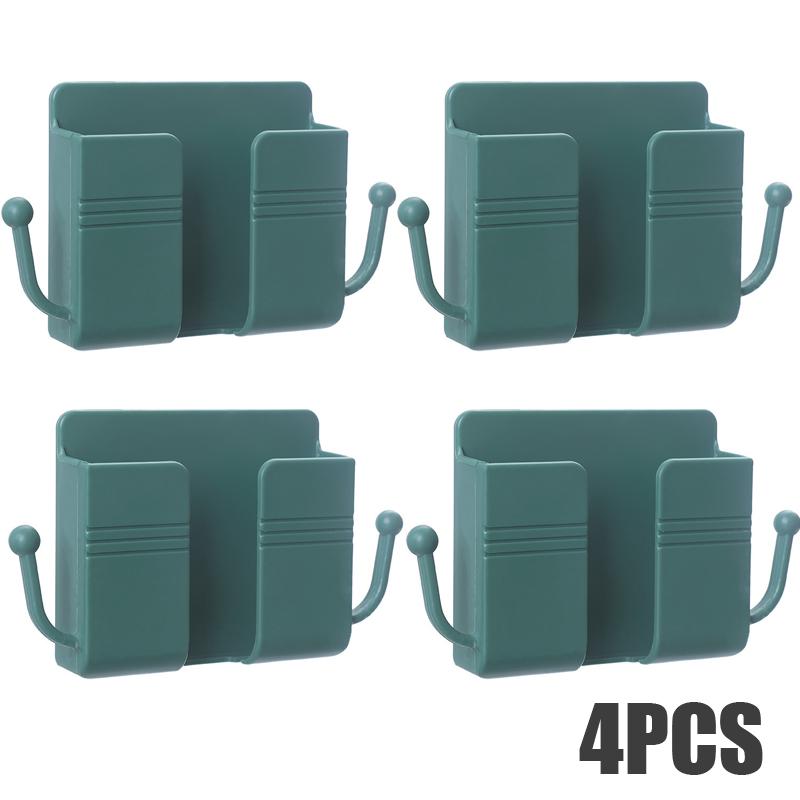 4/2/1pcs Wall Mounted Mobile Phone Holder Multifunction Holder Remote Control Storage Box Charger Hook Cable Charging Dock Stand