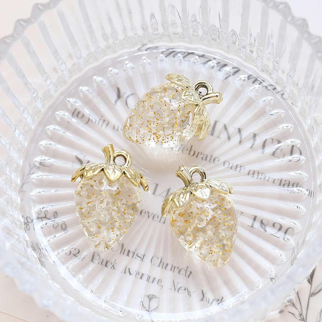 Large Transparent Acrylic Strawberry Pendant for DIY Jewelry Making