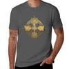 Ancient Gold Celtic Knot Cross over White Leather TShirt Work Duty Casual TShirt