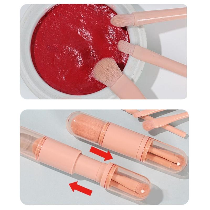 Multi Functional 4 in 1 Makeup Brush with Soft Bristles for Gentle Face Care for Travel or Home Cosmetic Beauty Needs