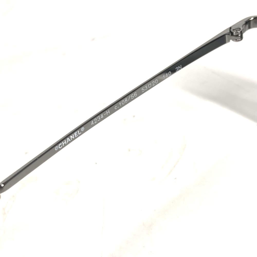 Chanel 4234-H CC CC Mark Pearl Glasses Glasses Eyewear Sunglasses Metal Black