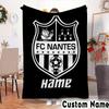 Custom Name Nantes Football Crest Throws Blanket Flannel Blankets for Couch Bed Gifts for Men Women Picnic blanket Christmas fan gifts