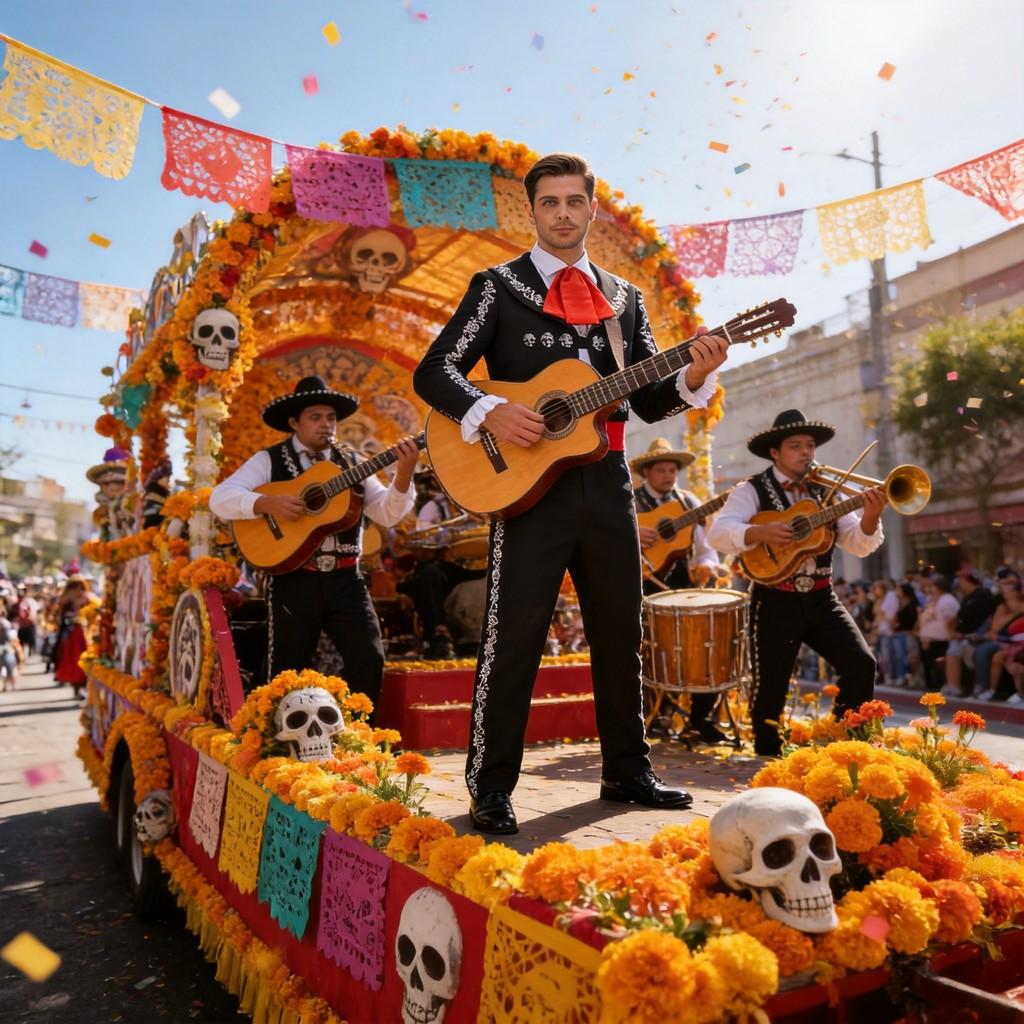 Da De Muertos Skeleton Costume For Men With Printed Design For Halloween Parties