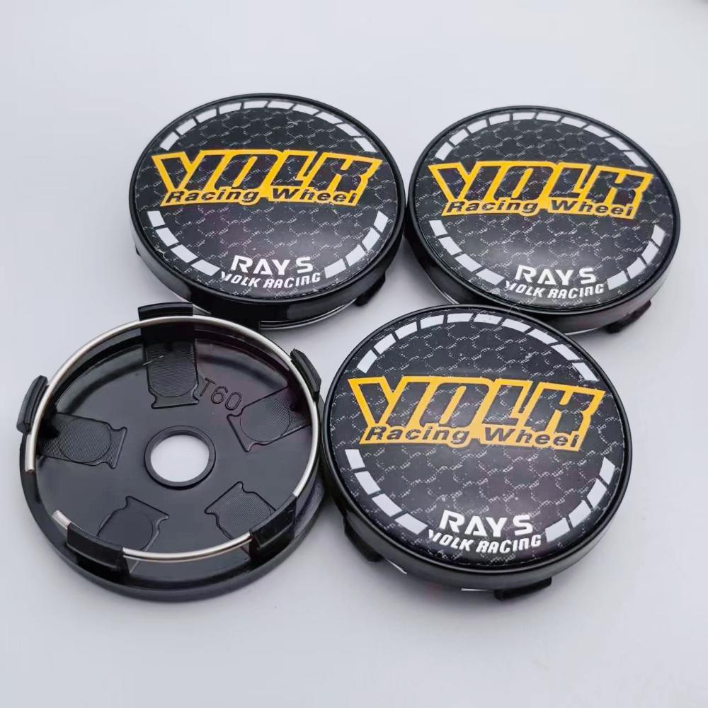 

4pcs VOLK Racing Logo Emblem Car Wheel Center Caps O.D 60MM I.D 56MM Wheels Hub Cap Rays Badge Rim Hubcaps Cover Car Accessories VOLK Racing Badge&4pcs T60 Wheel Caps