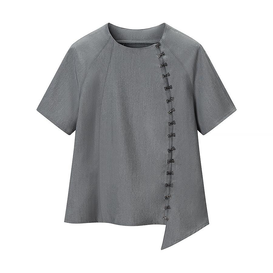 European and American style, new women s clothing, chic, fashionable, versatile irregular fitted top S серый