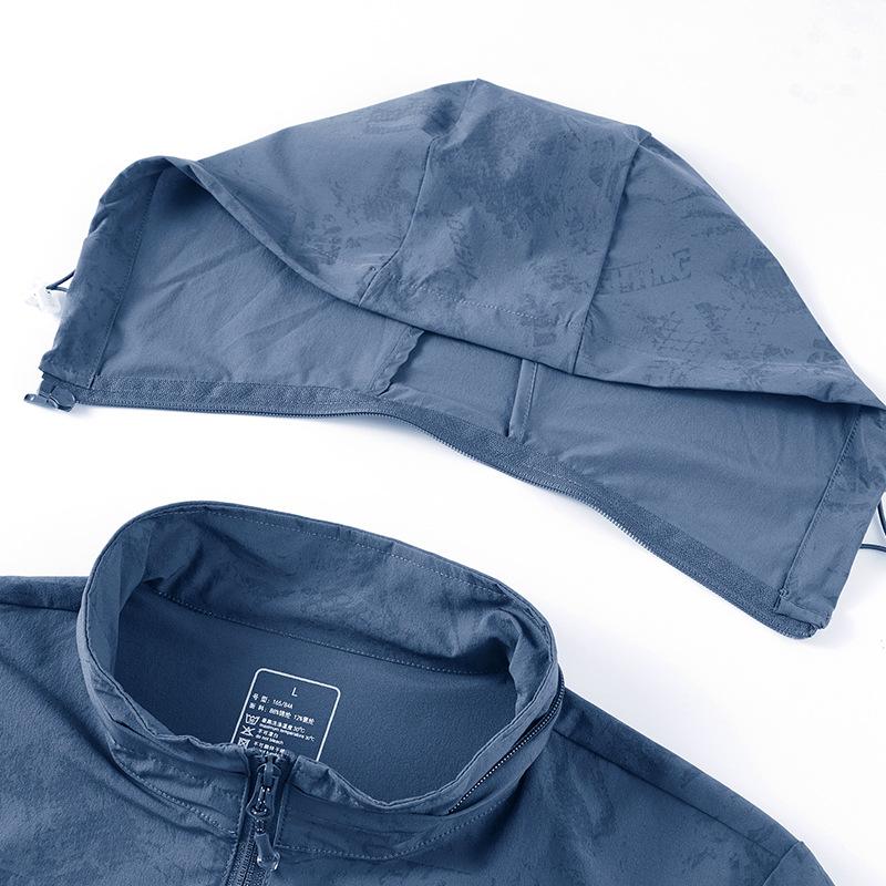 Summer New Pattern Outdoor Sunscreen Clothing for Men and Women, Sweat-absorbing and Breathable Thin Hooded UV-proof Skin Clothing