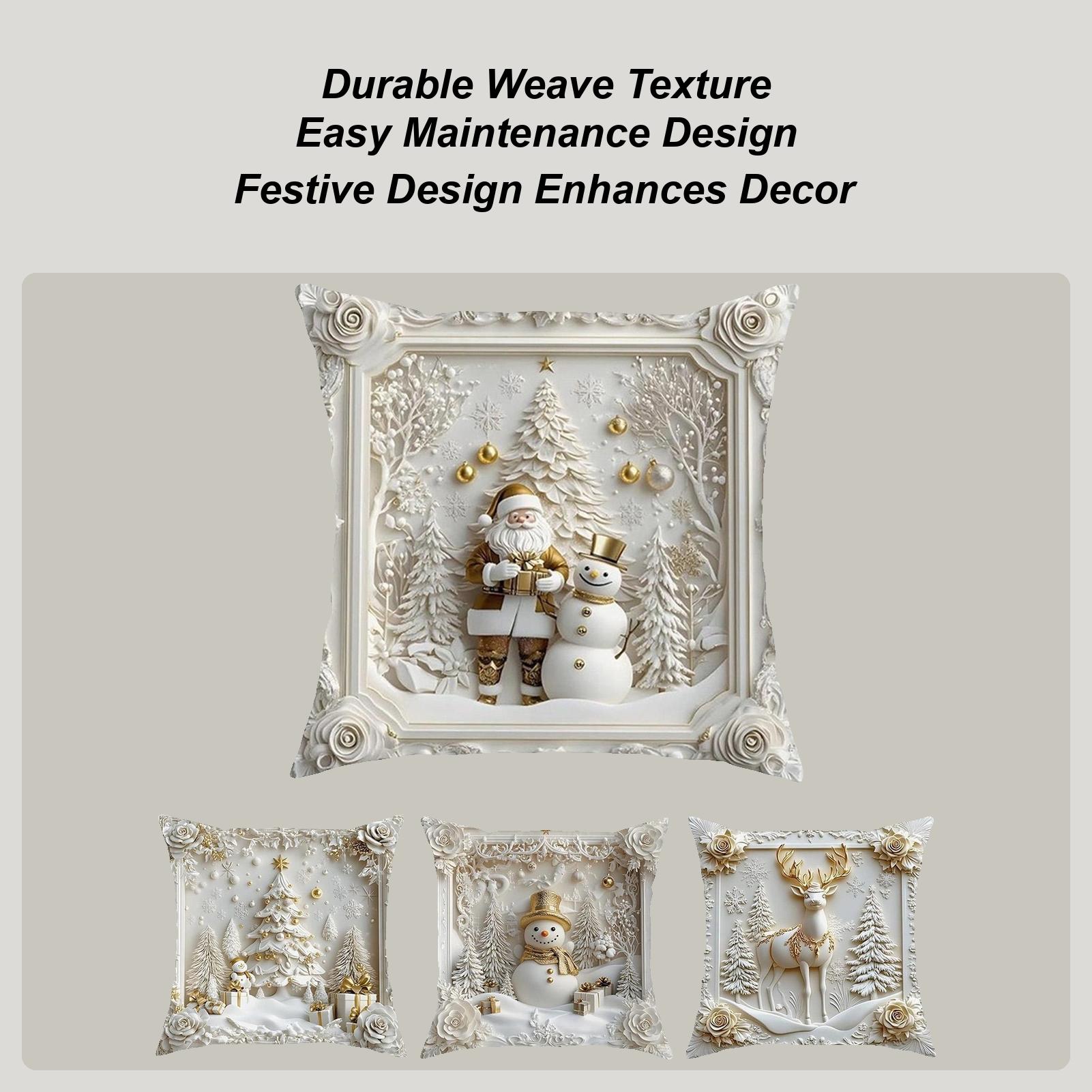 

White Christmas Theme Pillow Covers 4 Pieces 18x18 Inch Snowflake Decorations Christmas Throw Pillow Case For Chair Couch Sofa China Mainland
