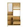 Compact Hallway Wardrobe, Entryway Shelf – Wood-Colored Storage with Mirror, Adjustable Hooks and Shelves for Shoes, Coats and Small Items, 105 Cm