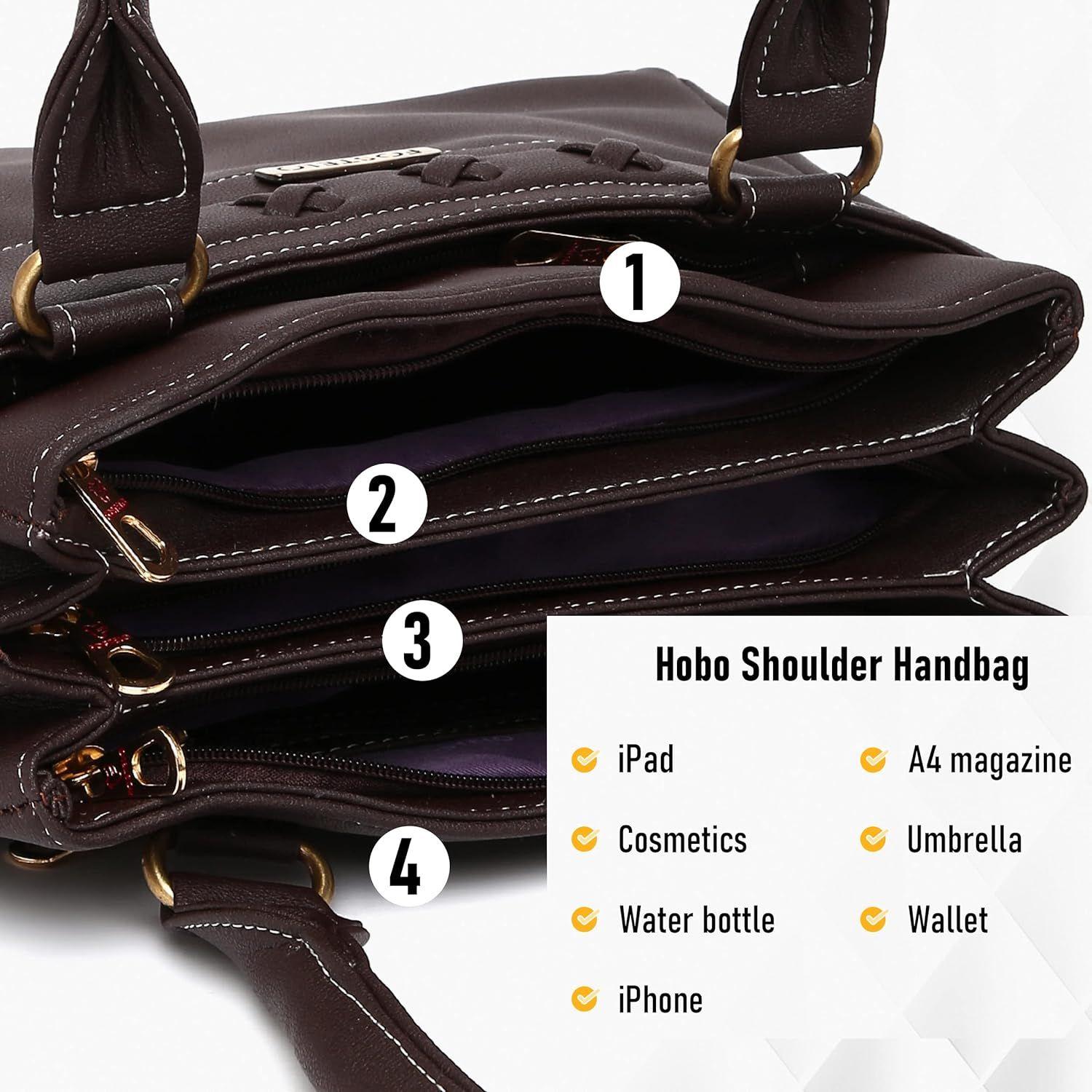 Женская сумка из искусственной кожи со стороны океана (большой) 10 x 9 x 5 in коричневый — фото 11