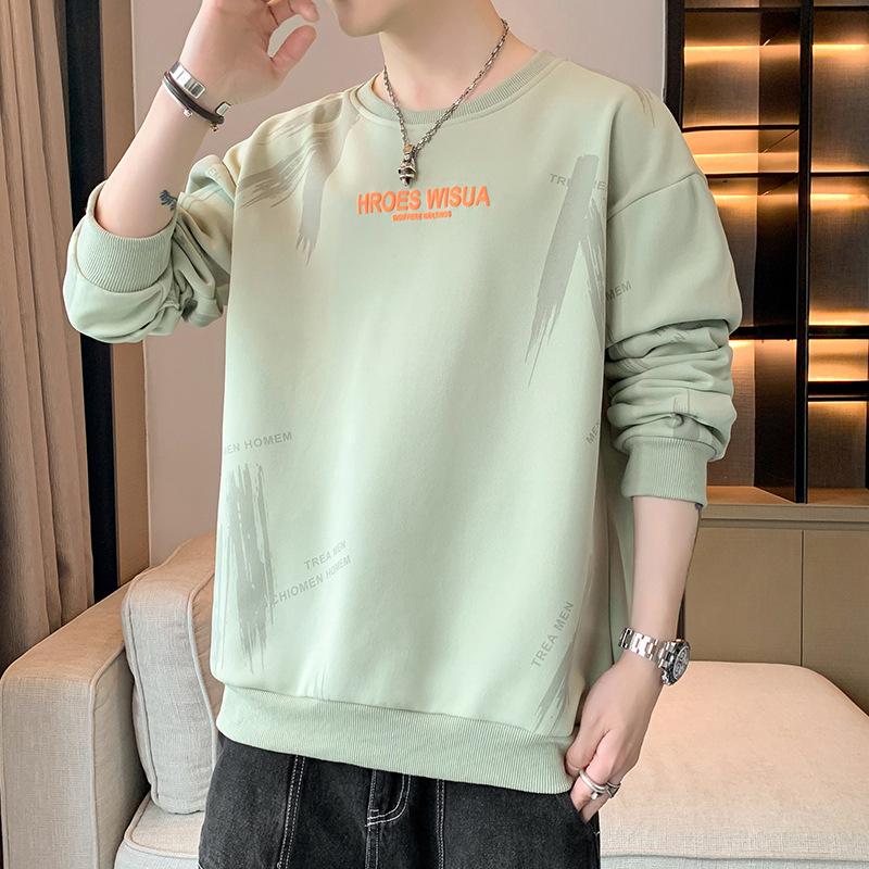 Spring Autumn Round Neck Loose Casual Hip Hop Printing Sweatshirt Male Pullover Top Men