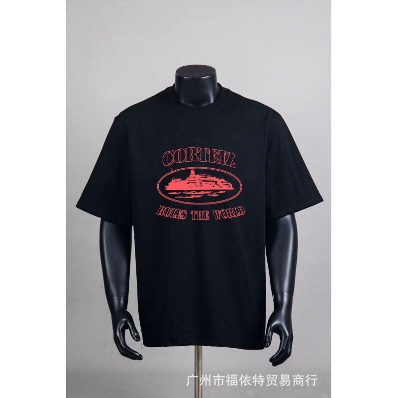 Corteiz Alcatraz Vintage Print T-Shirt Herren Damen Streetwear Lockerer Schnitt Kurzarm Tee