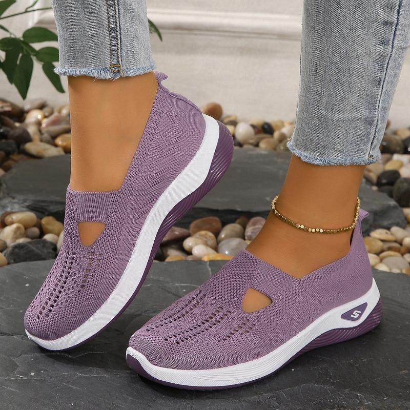 Women’s Slip-On Breathable Flyknit Sneakers, Lightweight Soft Sole, Summer Casual Wear