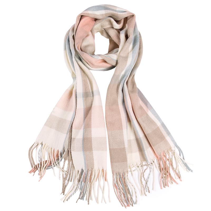 New Korean-Style Plaid Scarf: Warm, Thickened Autumn/Winter Shawl for Women & Students - Cute Internet Celebrity-Inspired Neck Warmer