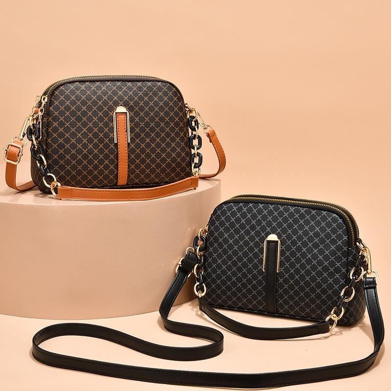 Popular Small Bag, New Printed Women's Shoulder Bag, Soft Leather Double-layer Large Capacity Crossbody Bag