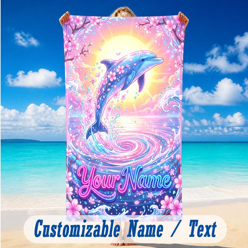 Fantasy Magic Theme Beach Towel Personalized Custom Name & Text Soft Quick Dry Beach Towel for Swimming Travel