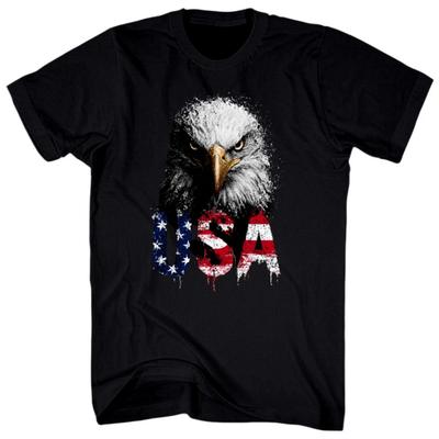 USA BALD EAGLE PATRIOTIC Graphic BLACK Men Girl Unisex Round Neck T-Shirt T1