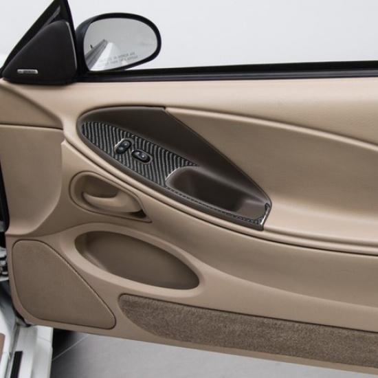 2Pcs Carbon Fiber Interior Door Control Cover Trim For Ford Mustang 2001-04