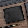 Men Leather Wallet RFID Blocking Bifold Short Wallet Card Holder Coin Pocket Button Closure Vintage Patchwork Purse