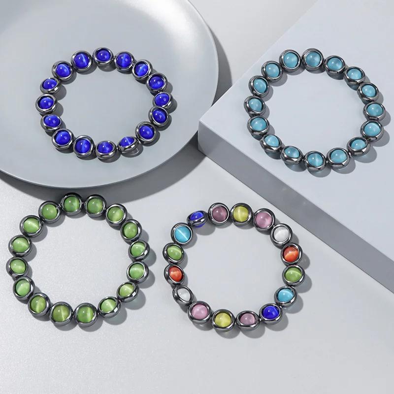 8mm Náramek Kočičí oko Nový Náramek z přírodního hematitu Trendy Energetické Prstenové Náramky pro Muže Ženy Léčivé Ochranné Šperky Dárek