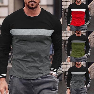 Mens Splicing Slim Long Sleeve T-shirt Undershirt Blouse Muscle Activewear Top